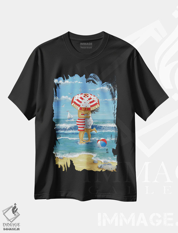 تیشرت طرح دار زود مرا ببوس، دکور ساحلی اثر پیتر آدرلی | فروشگاه ایماژ