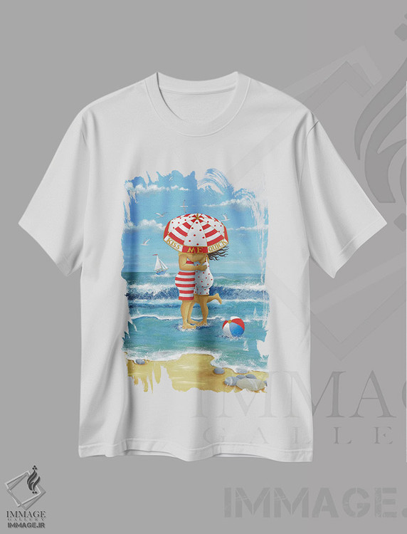 تیشرت طرح دار زود مرا ببوس، دکور ساحلی اثر پیتر آدرلی | immage.ir