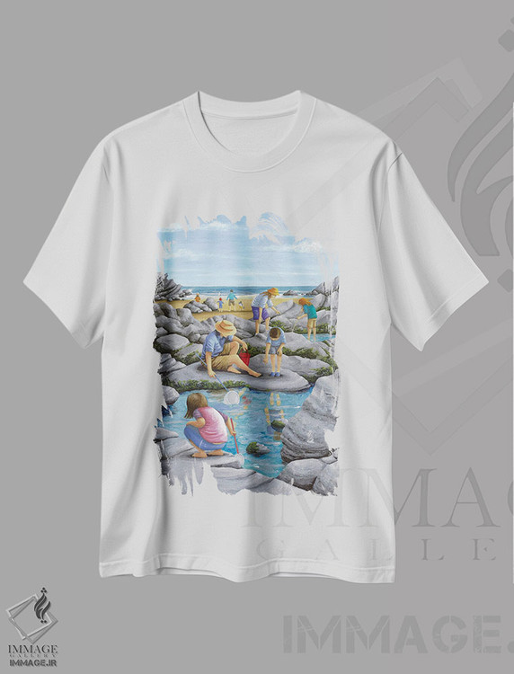 تیشرت طرح دار کشف حیات در حوضچه های ساحلی، تزئینی اثر پیتر آدرلی | immage.ir
