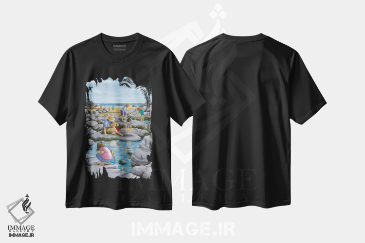 تیشرت طرح دار کشف حیات در حوضچه های ساحلی، تزئینی اثر پیتر آدرلی | فروشگاه ایماژ