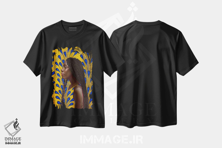 تیشرت طرح دار نمای نیم رخ، هنر آمریکایی آفریقایی تبار اثر آدکونله آدلاکه | فروشگاه ایماژ