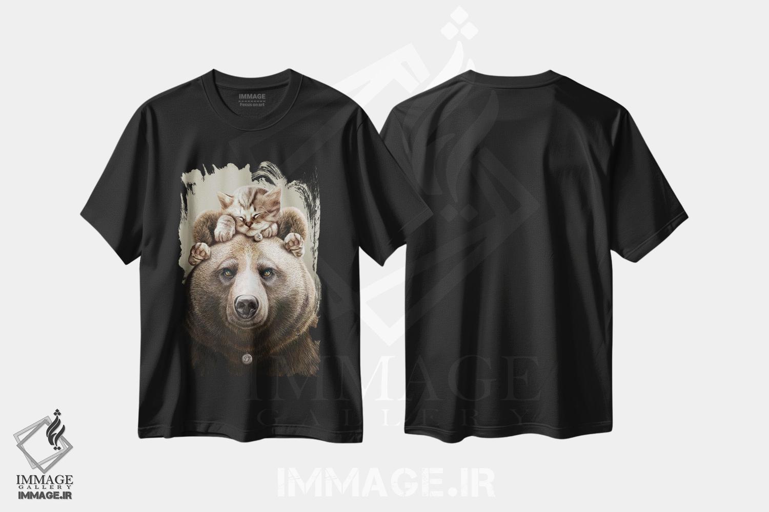 تیشرت طرح دار گربه روی خرس، تزئینی اثر آدام لاولس | فروشگاه ایماژ