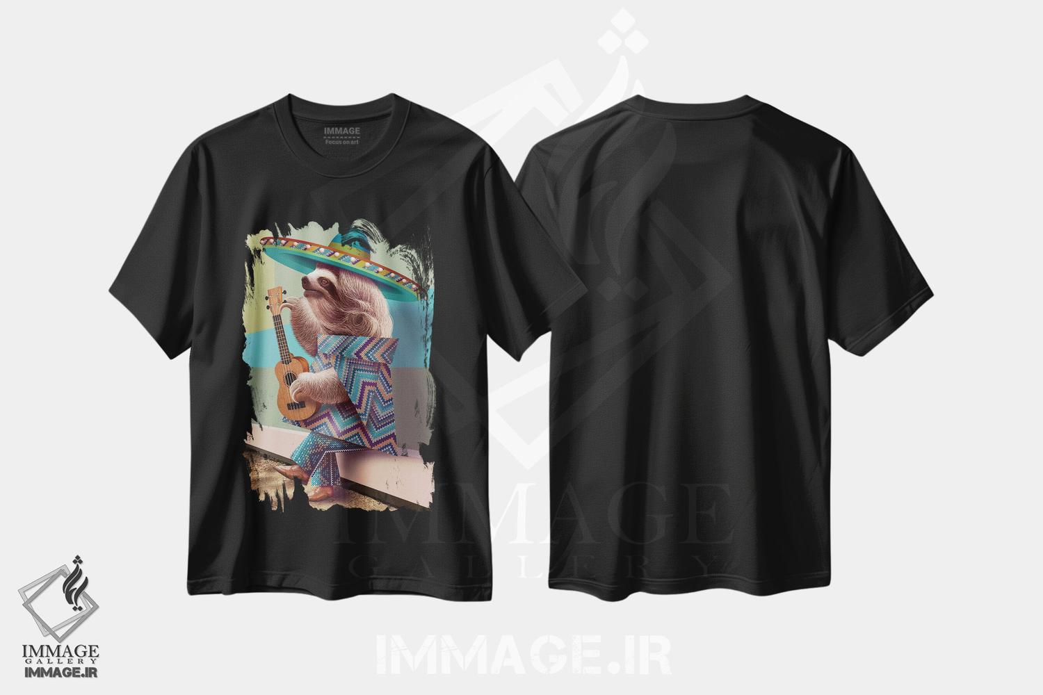تیشرت طرح دار کُندروی مکزیکی در حال کوک کردن گیتار، تزئینی اثر آدام لاولس | فروشگاه ایماژ