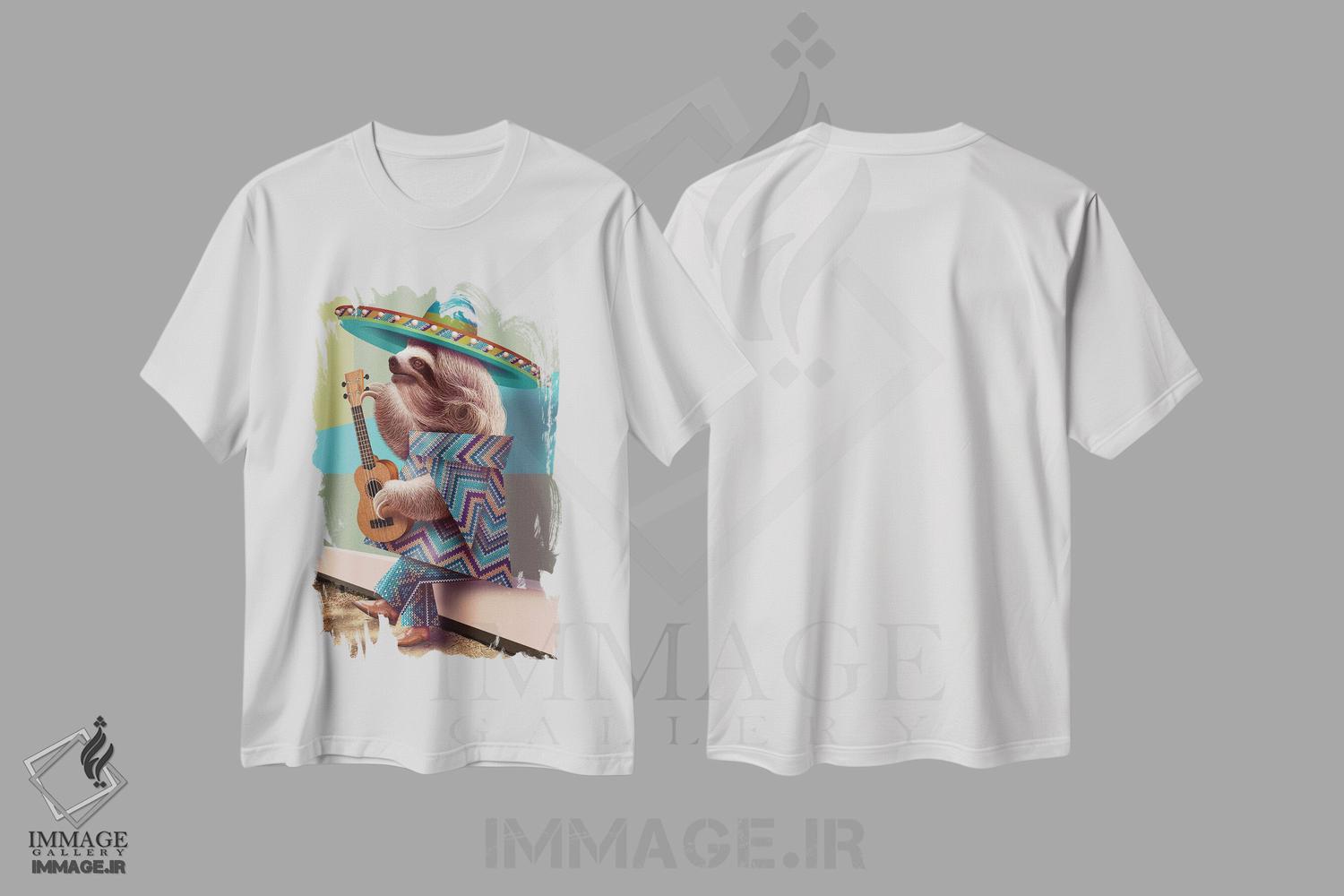 تیشرت طرح دار کُندروی مکزیکی در حال کوک کردن گیتار، تزئینی اثر آدام لاولس | immage.ir