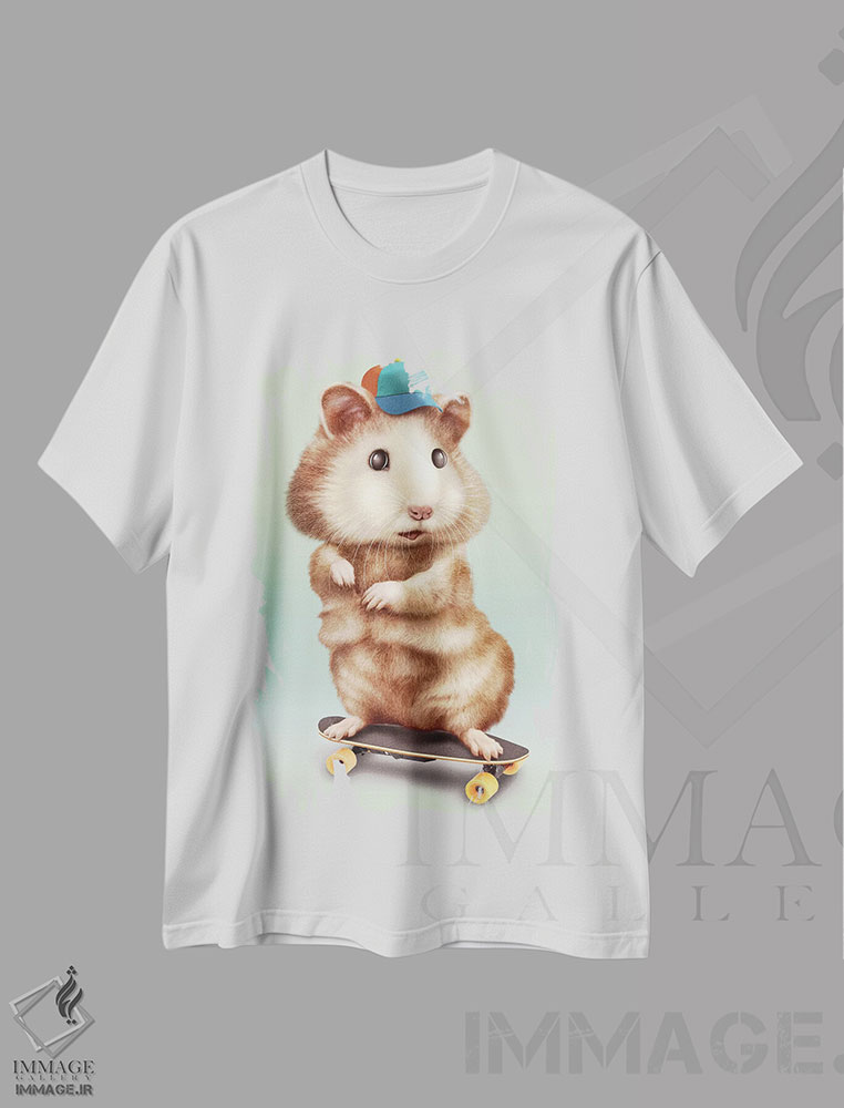 تیشرت طرح دار همستر اسکیت باز، تزئینی اثر آدام لاولس | immage.ir