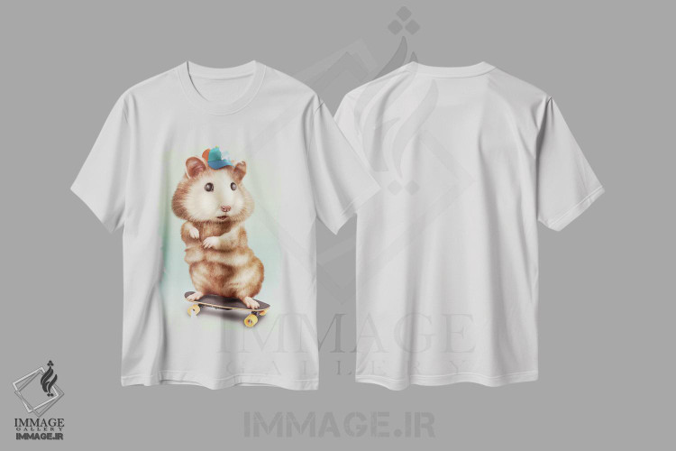 تیشرت طرح دار همستر اسکیت باز، تزئینی اثر آدام لاولس | immage.ir