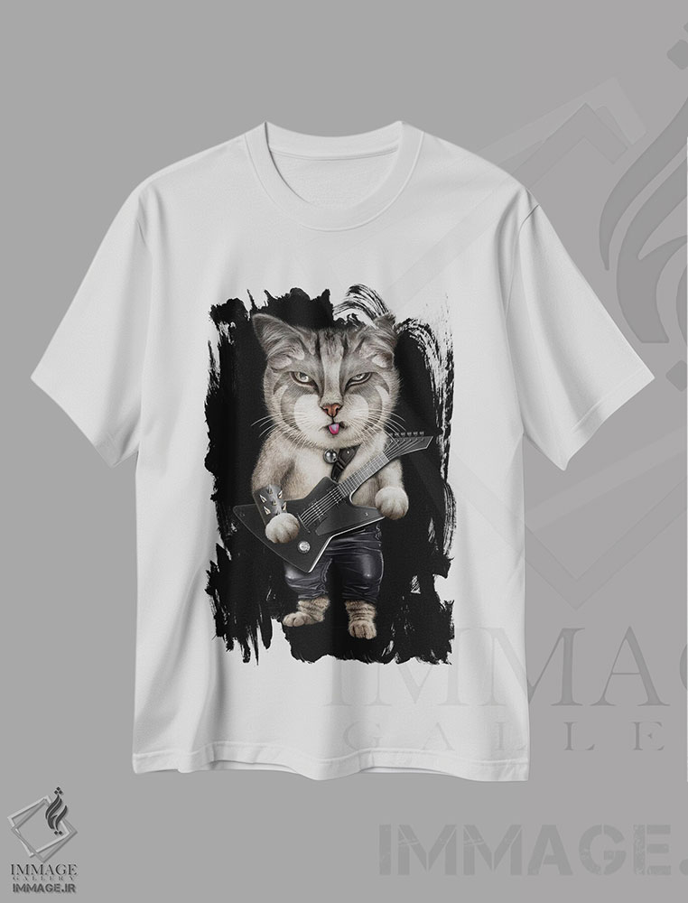 تیشرت طرح دار گربه هوی متال، تزئینی اثر آدام لاولس | immage.ir