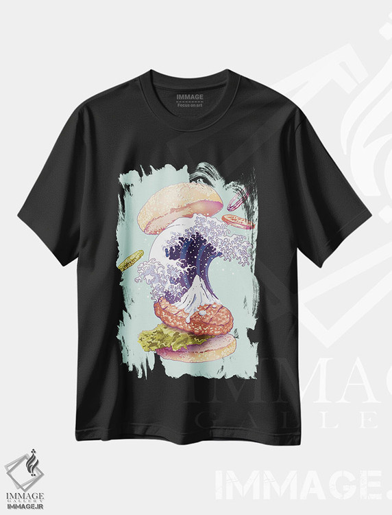 تیشرت طرح دار برگر کاناگاوا، تزئینی اثر آدام لاولس | فروشگاه ایماژ