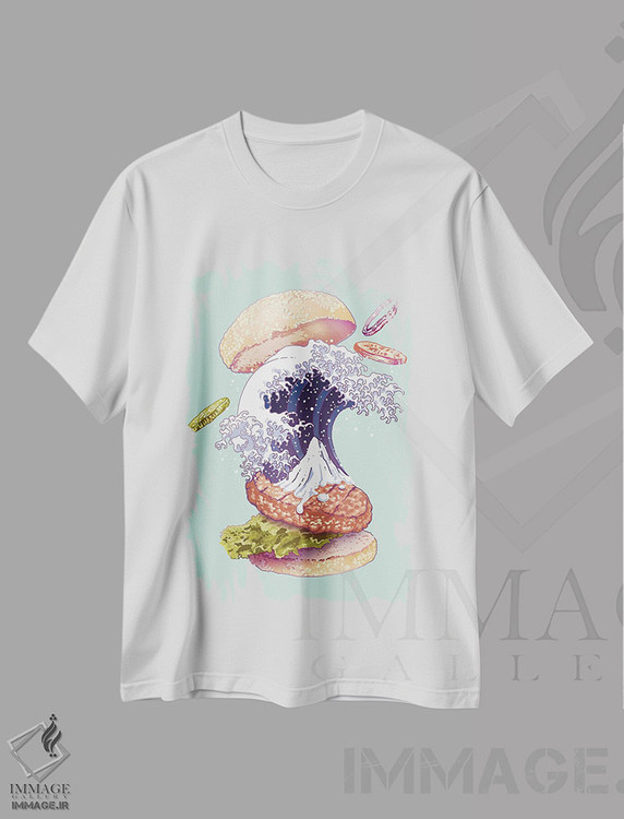 تیشرت طرح دار برگر کاناگاوا، تزئینی اثر آدام لاولس | immage.ir