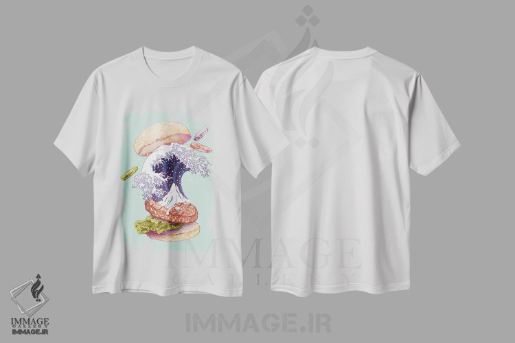 تیشرت طرح دار برگر کاناگاوا، تزئینی اثر آدام لاولس | immage.ir