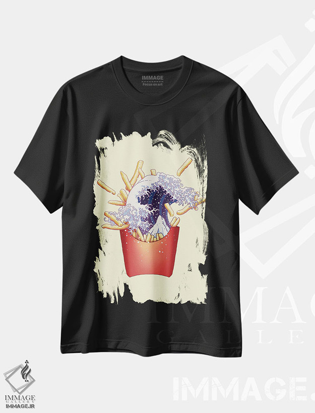 تیشرت طرح دار سیب زمینی سرخ شدهٔ کاناگاوا، تزئینی اثر آدام لاولس | فروشگاه ایماژ