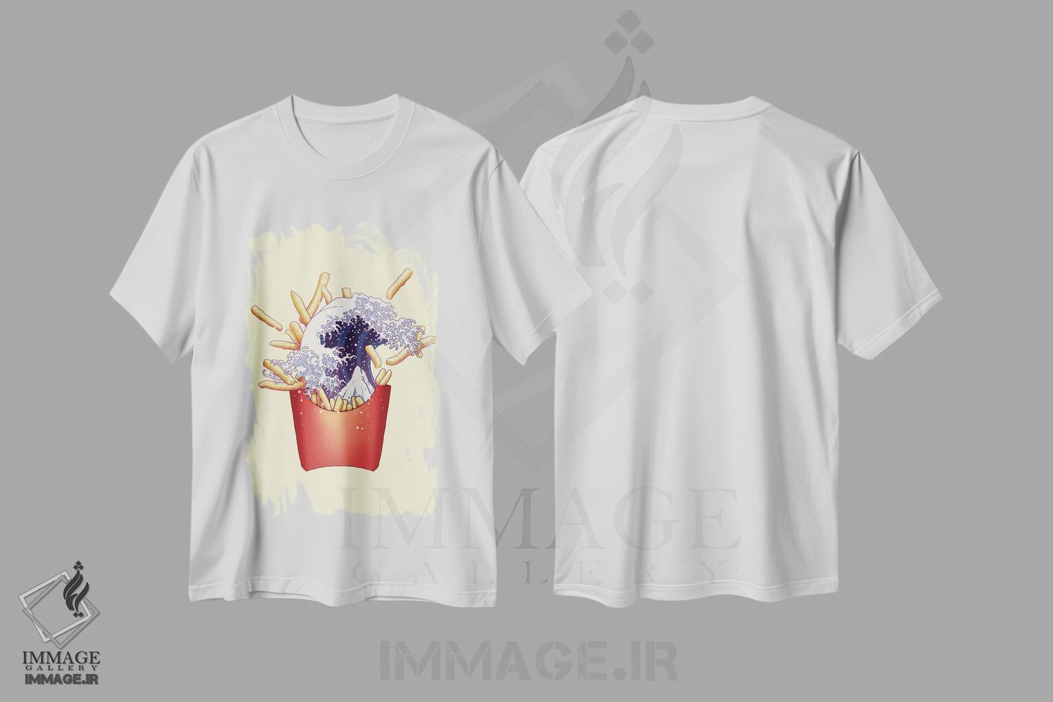 تیشرت طرح دار سیب زمینی سرخ شدهٔ کاناگاوا، تزئینی اثر آدام لاولس | immage.ir