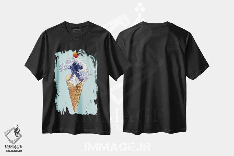 تیشرت طرح دار بستنی کاناگاوا، تزئینی اثر آدام لاولس | فروشگاه ایماژ