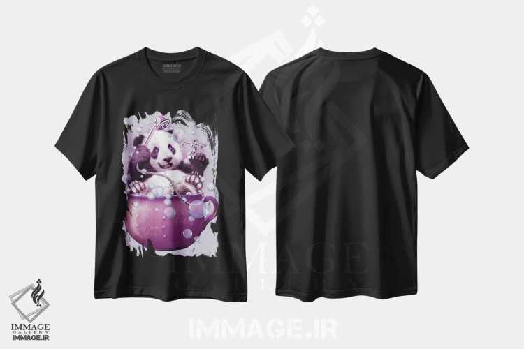تیشرت طرح دار حمام پاندا، تزئینی اثر آدام لاولس | فروشگاه ایماژ