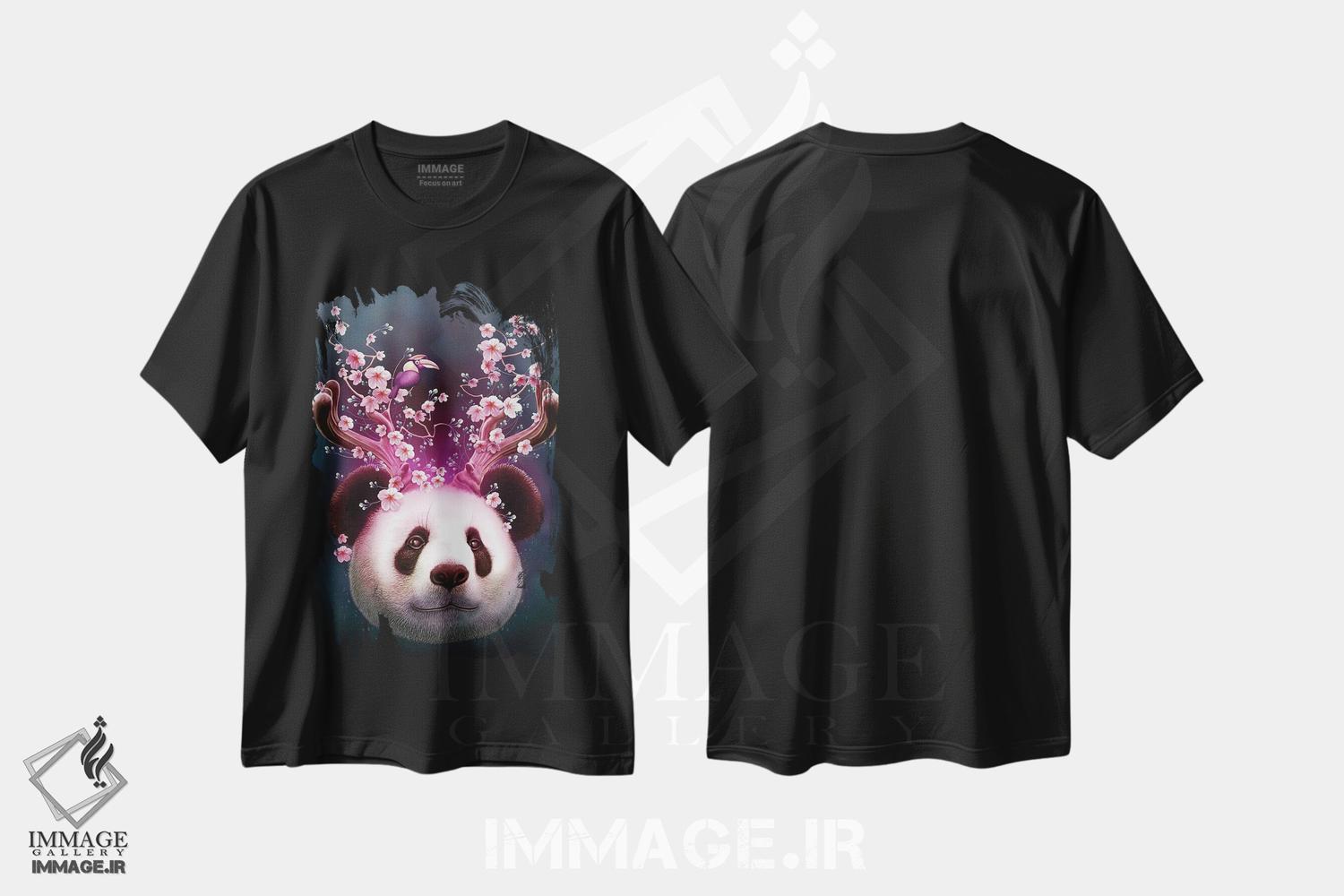 تیشرت طرح دار پاندا با شاخ بالا، تزئینی اثر آدام لاولس | فروشگاه ایماژ