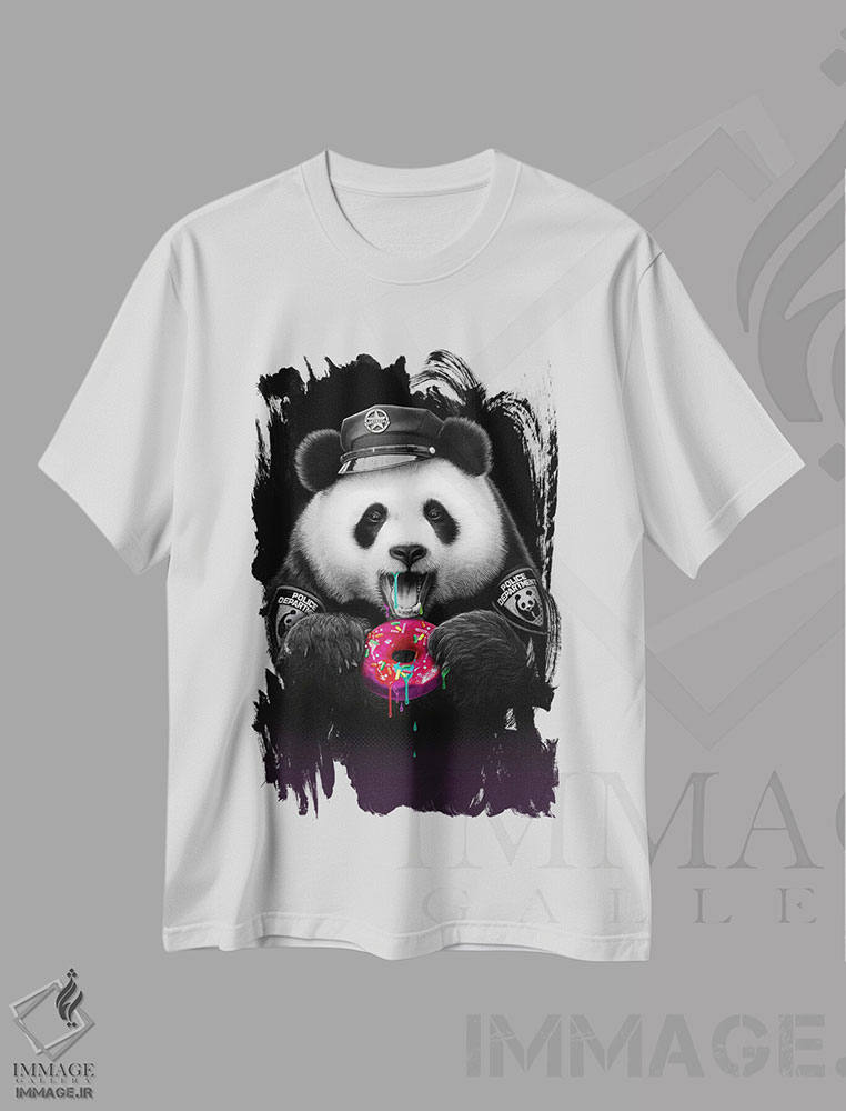 تیشرت طرح دار پاندا عاشق دونات، تزئینی اثر آدام لاولس | immage.ir