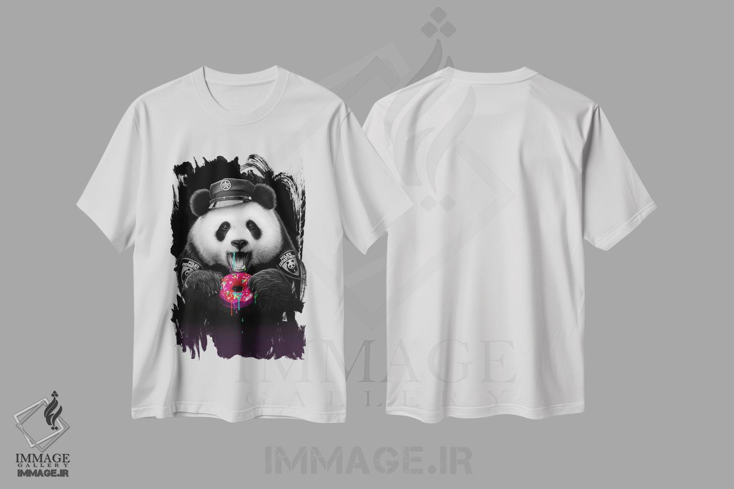 تیشرت طرح دار پاندا عاشق دونات، تزئینی اثر آدام لاولس | immage.ir