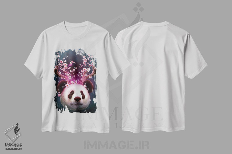 تیشرت طرح دار پاندا با شاخ بالا، تزئینی اثر آدام لاولس | immage.ir