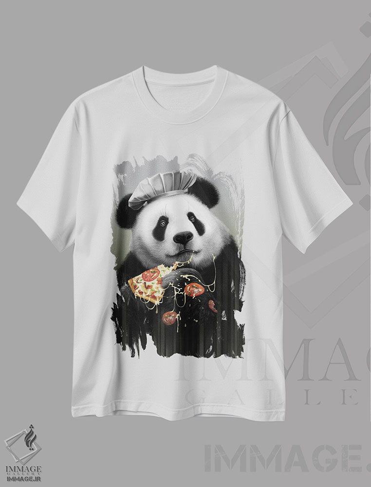 تیشرت طرح دار پاندا عاشق پیتزا، تزئینی اثر آدام لاولس | immage.ir