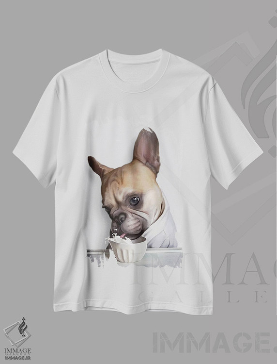 تیشرت طرح دار پاگ در حال نوشیدن، تزئینی اثر آدام لاولس | immage.ir
