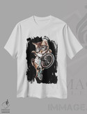 تیشرت طرح دار گربه BMX سوار، تزئینی اثر آدام لاولس | immage.ir