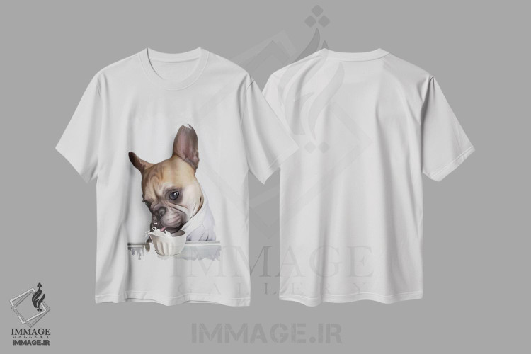 تیشرت طرح دار پاگ در حال نوشیدن، تزئینی اثر آدام لاولس | immage.ir