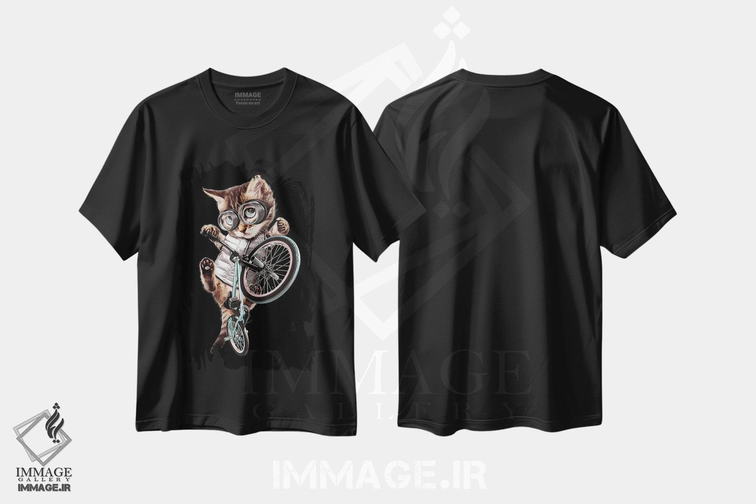 تیشرت طرح دار گربه BMX سوار، تزئینی اثر آدام لاولس | فروشگاه ایماژ