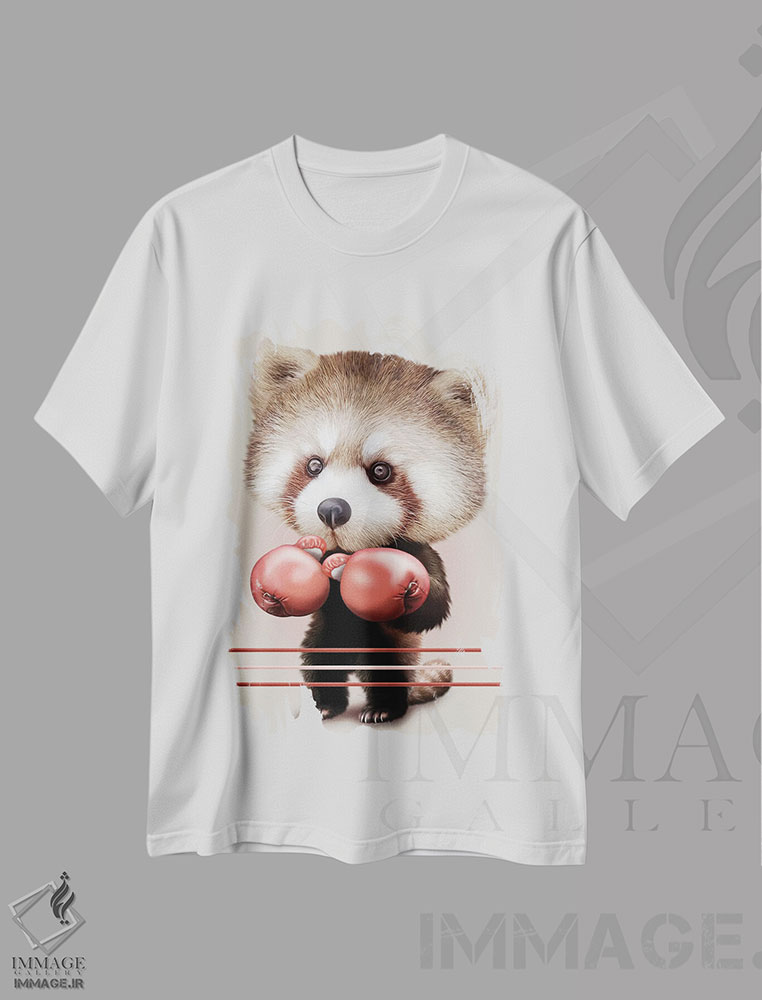 تیشرت طرح دار پاندای قرمز بوکسور، تزئینی اثر آدام لاولس | immage.ir