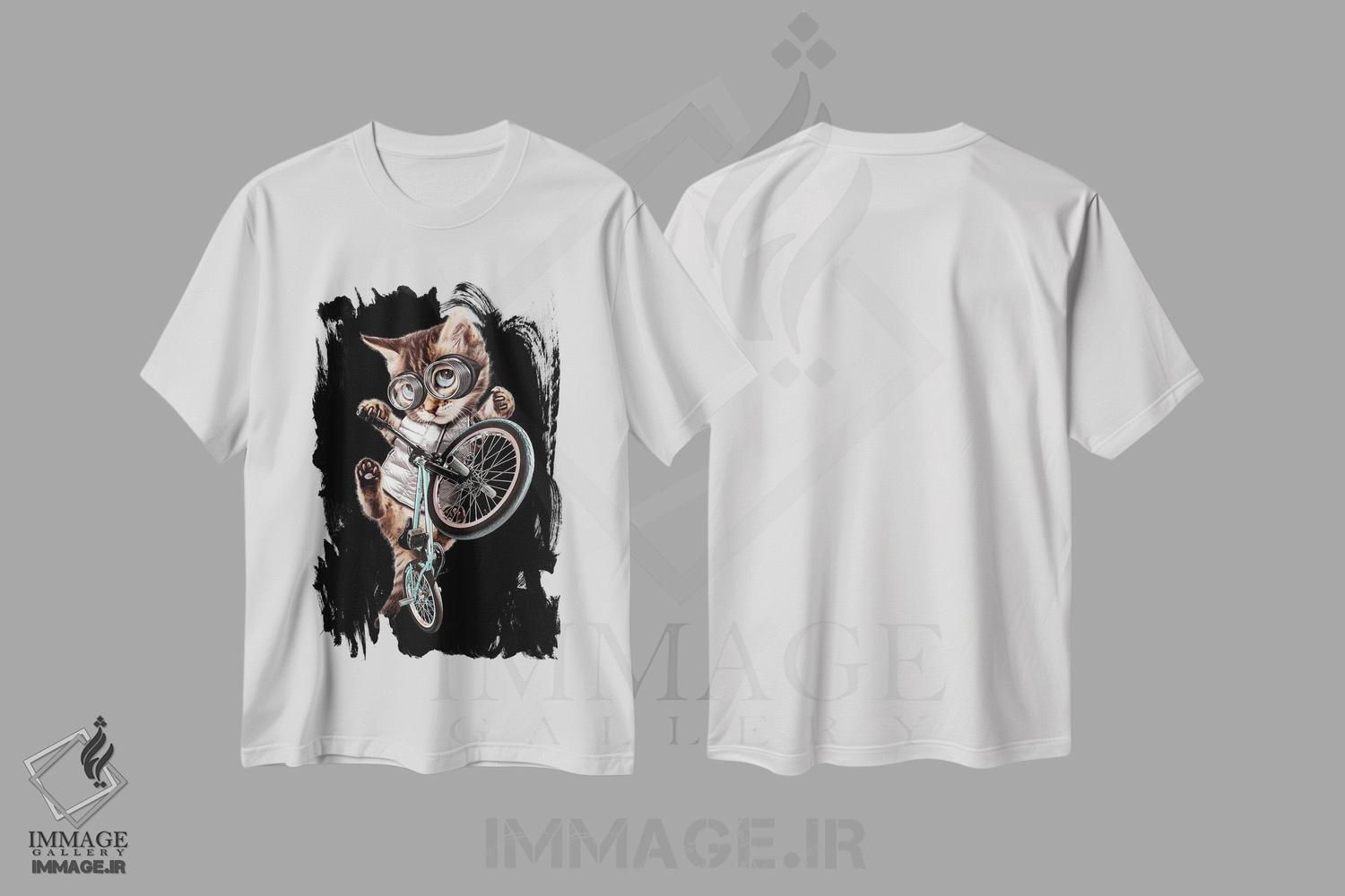 تیشرت طرح دار گربه BMX سوار، تزئینی اثر آدام لاولس | immage.ir