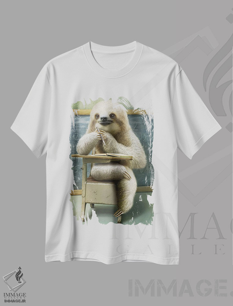 تیشرت طرح دار تنبل در کلاس، تزئینی اثر آدام لاولس | immage.ir