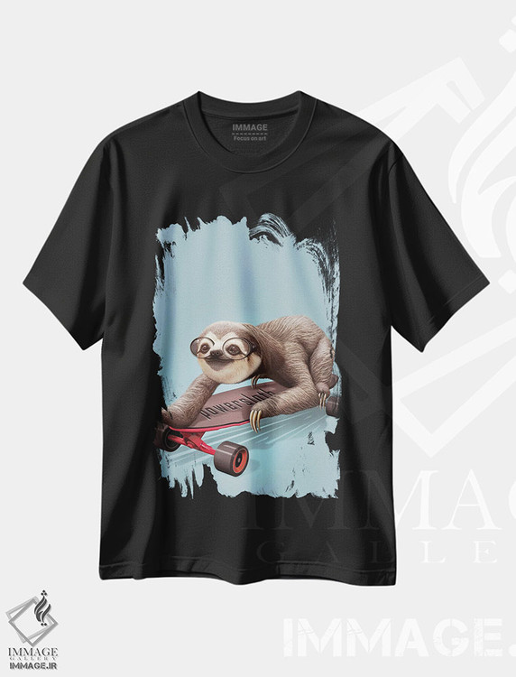 تیشرت طرح دار تنبل اسکیت باز، تزئینی اثر آدام لاولس | فروشگاه ایماژ