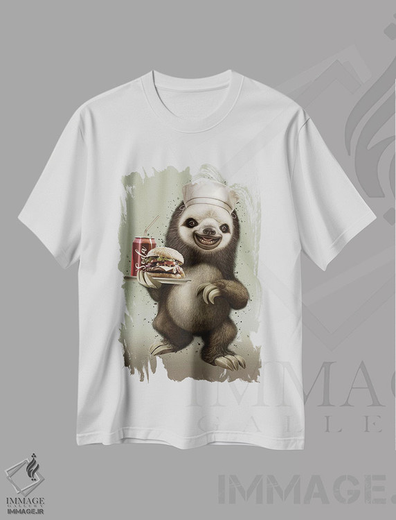 تیشرت طرح دار تنبل گارسون، تزئینی اثر آدام لاولس | immage.ir