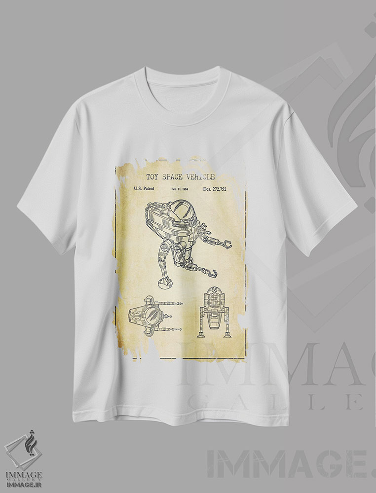 تیشرت طرح دار نقشهٔ پتنت ربات اسباب بازی قدیمی، وینتیج و رترو اثر پیکسل کهنه | immage.ir