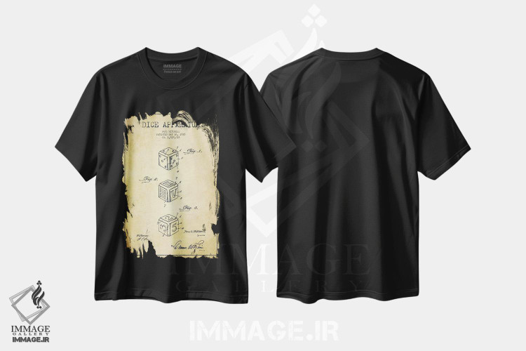 تیشرت طرح دار نقشهٔ حق امتیاز تاس کلاسیک، وینتیج و رترو اثر پیکسل کهنه | فروشگاه ایماژ