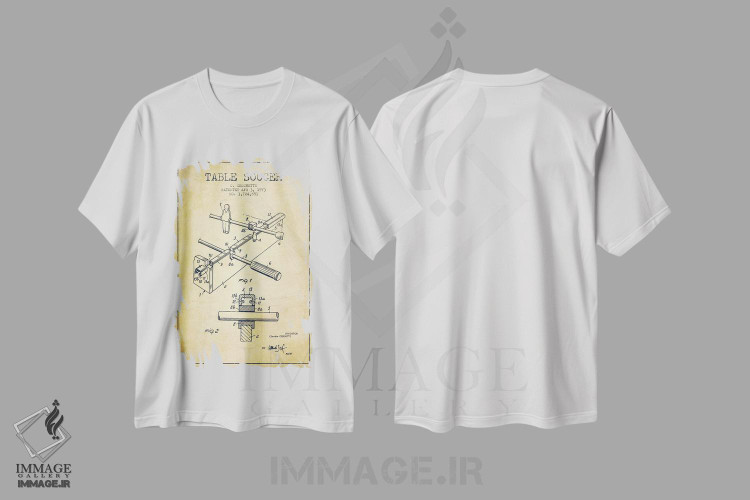 تیشرت طرح دار نقشهٔ ثبت اختراع فوتبال دستی، وینتیج و رترو اثر پیکسل کهنه | immage.ir