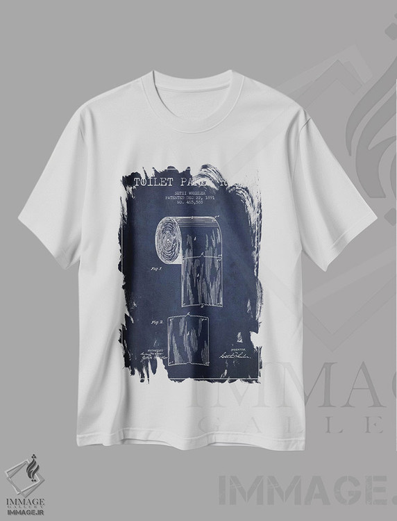 تیشرت طرح دار نقشه ثبت اختراع دستمال توالت، تزئینی اثر پیکسل کهنه | immage.ir