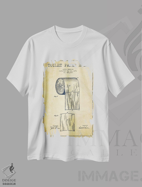 تیشرت طرح دار نقشه ثبت اختراع دستمال توالت، تزئینی اثر پیکسل کهنه | immage.ir