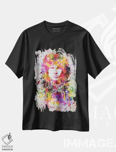 تیشرت طرح دار جیم موریسون، هنر فاخر معاصر اثر پیکسل کهنه | فروشگاه ایماژ