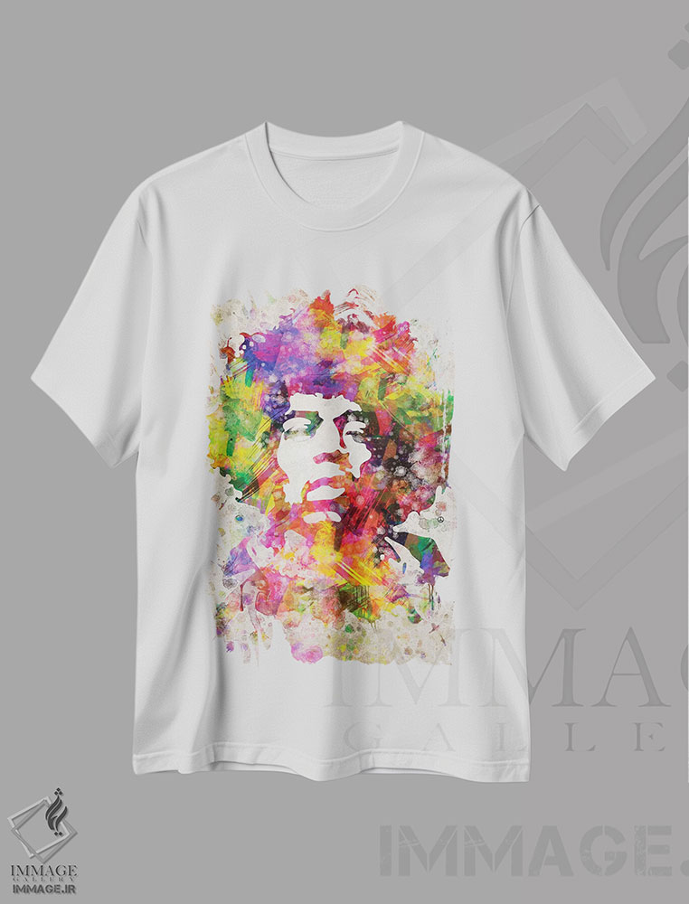 تیشرت طرح دار جیمی هندریکس، هنر آمریکایی آفریقایی تبار اثر پیکسل کهنه | immage.ir