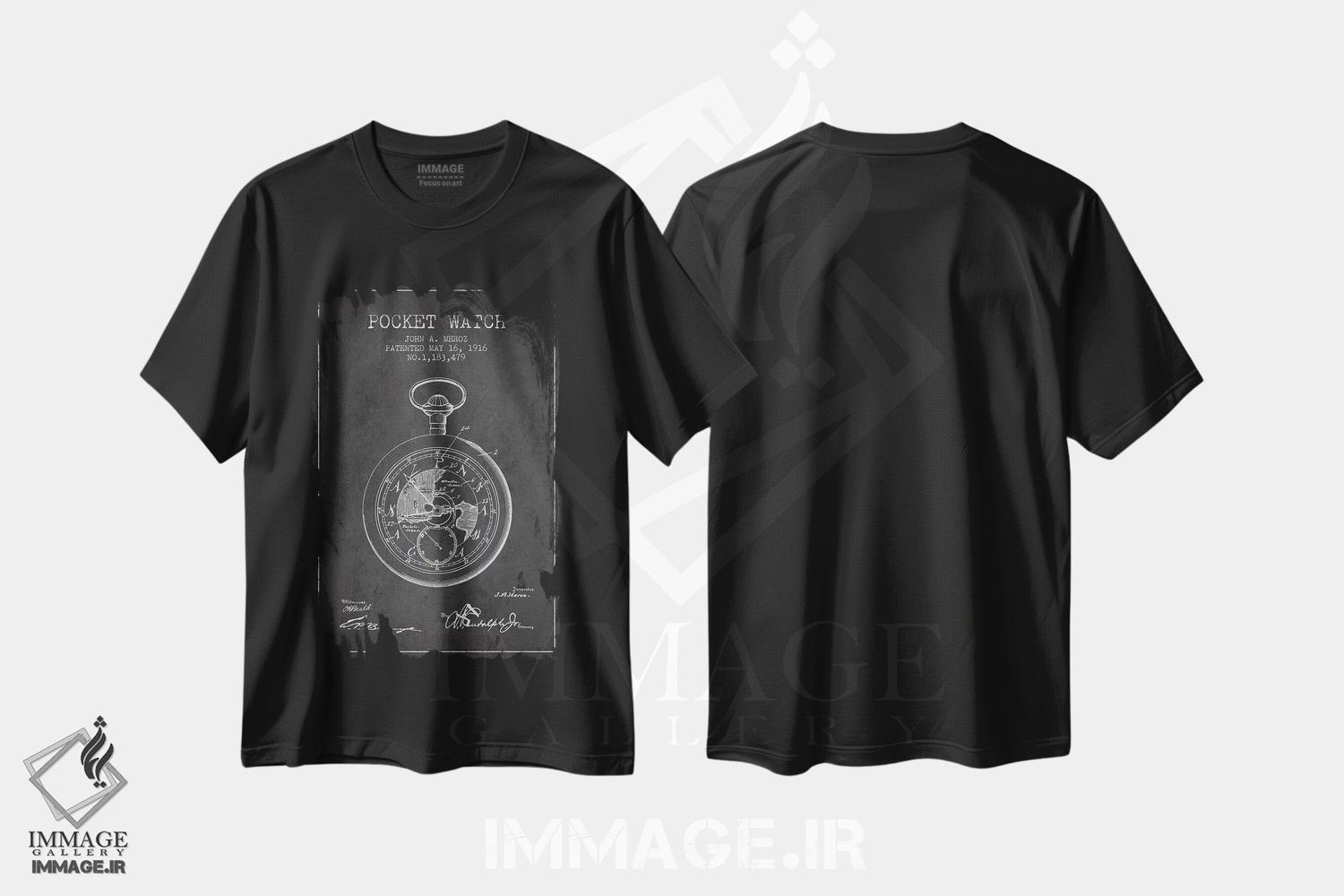 تیشرت طرح دار طرح الگوی ساعت جیبی جان ای. مروز، وینتیج و رترو اثر پیکسل کهنه | فروشگاه ایماژ