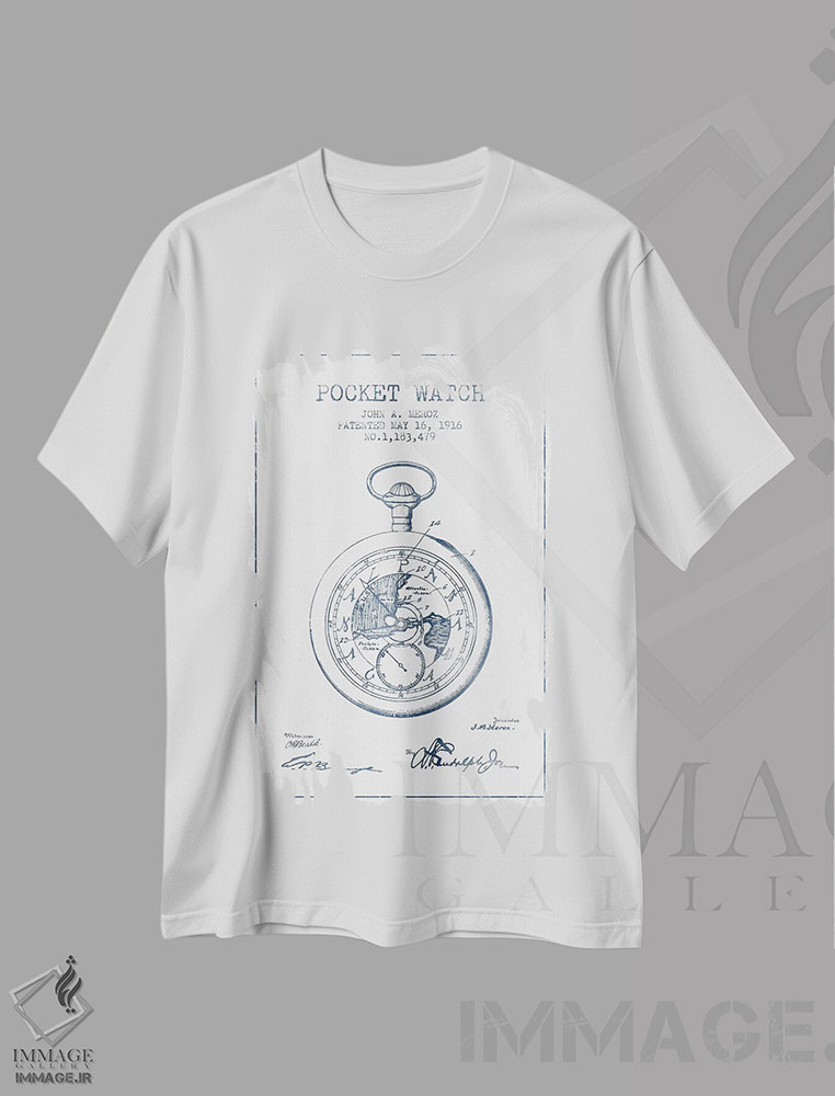 تیشرت طرح دار طرح الگوی ساعت جیبی جان ای. مروز، وینتیج و رترو اثر پیکسل کهنه | immage.ir