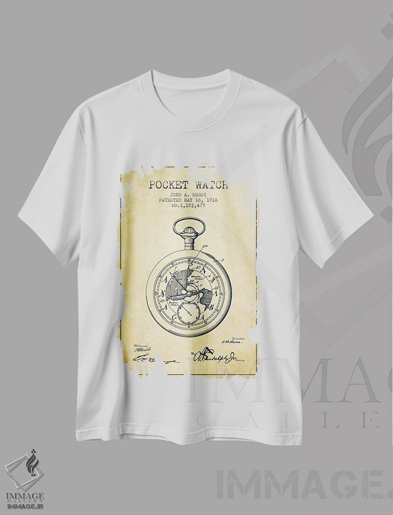 تیشرت طرح دار طرح الگوی قدیمی ساعت جیبی جان ای. مروز، وینتیج و رترو اثر پیکسل کهنه | immage.ir