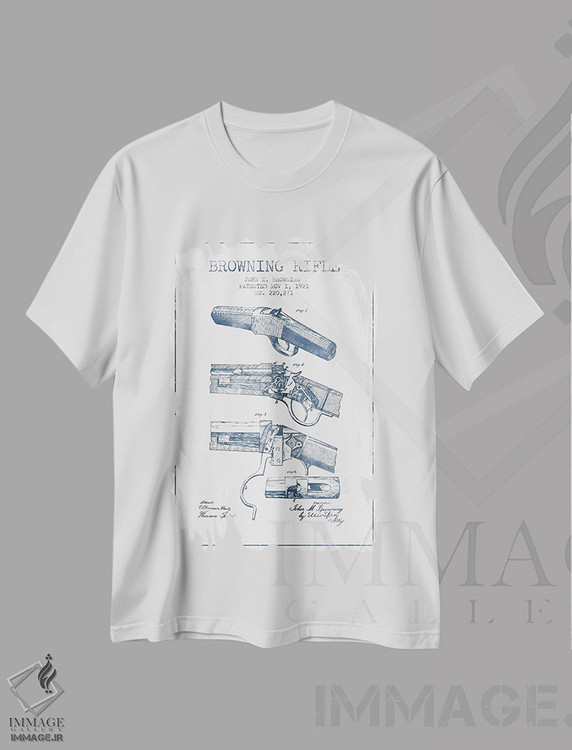 تیشرت طرح دار طرح پتنت تفنگ جان ام. براونینگ، وینتیج و رترو اثر پیکسل کهنه | immage.ir