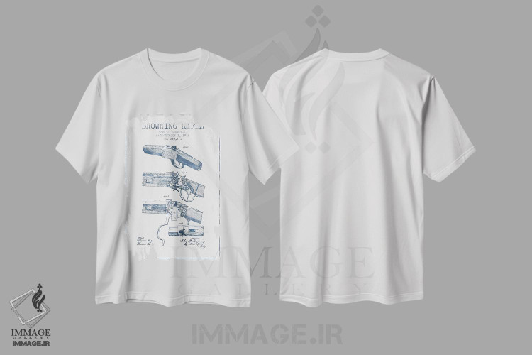 تیشرت طرح دار طرح پتنت تفنگ جان ام. براونینگ، وینتیج و رترو اثر پیکسل کهنه | immage.ir
