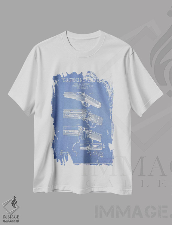 تیشرت طرح دار طرح پتنت تفنگ جان ام. براونینگ، وینتیج و رترو اثر پیکسل کهنه | immage.ir