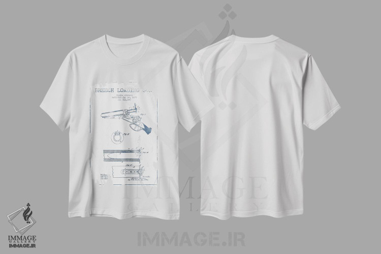 تیشرت طرح دار طرح پتنت اسلحه لودینگ از عقب جاشوا استیونز، وینتیج و رترو اثر پیکسل کهنه | immage.ir
