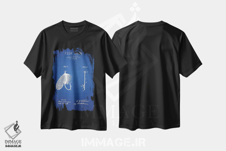 تیشرت طرح دار طرح پتنت قلاب ماهیگیری ال.وای. ویلیامز، وینتیج و رترو اثر پیکسل کهنه | فروشگاه ایماژ