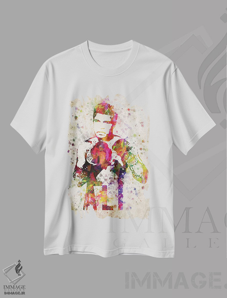 تیشرت طرح دار محمد علی، هنر آمریکایی آفریقایی تبار اثر پیکسل کهنه | immage.ir