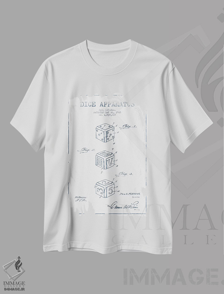 تیشرت طرح دار طرح پتنت دستگاه تاس پاول میچل، وینتیج و رترو اثر پیکسل کهنه | immage.ir