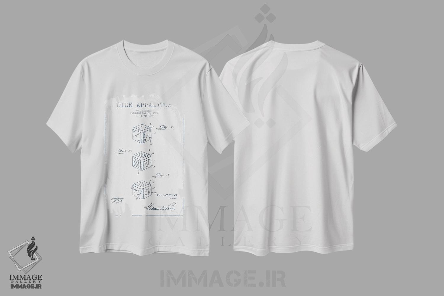 تیشرت طرح دار طرح پتنت دستگاه تاس پاول میچل، وینتیج و رترو اثر پیکسل کهنه | immage.ir